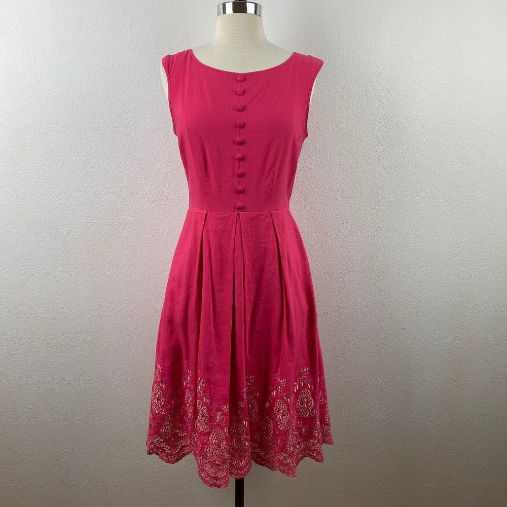 Ellen Tracy Hot Pink Linen/Rayon Dress S/M